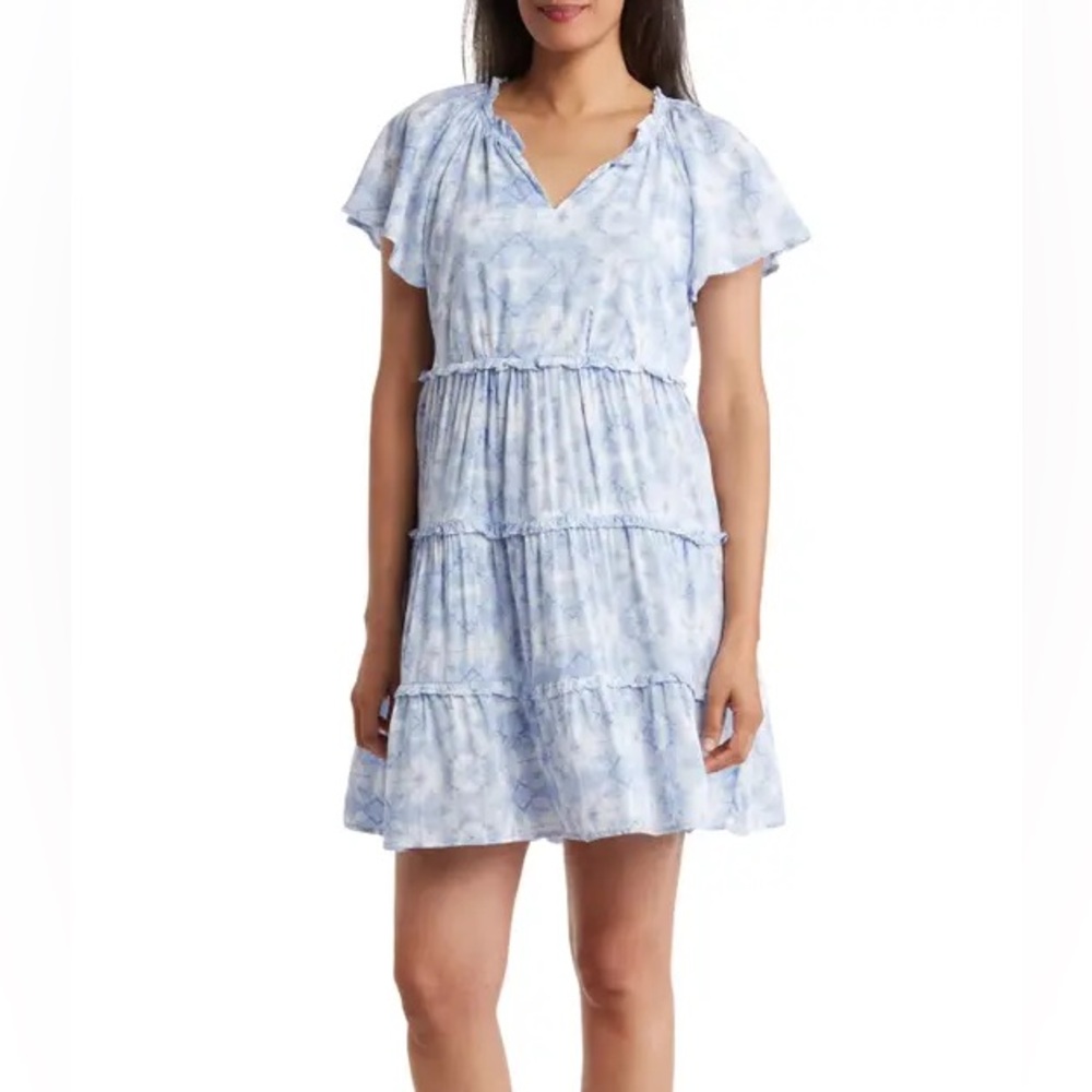 BeachLunchLounge Camila Blue Floral Dress, Size L, excellent condition